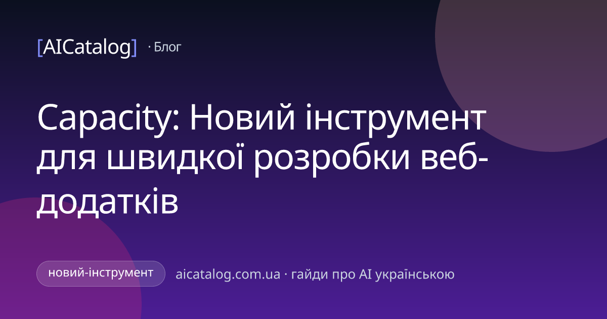 Capacity: Новий інструмент для швидкої розробки веб-додатків