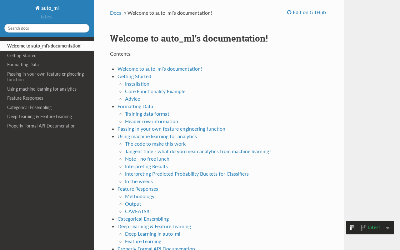 Інтерфейс auto_ml