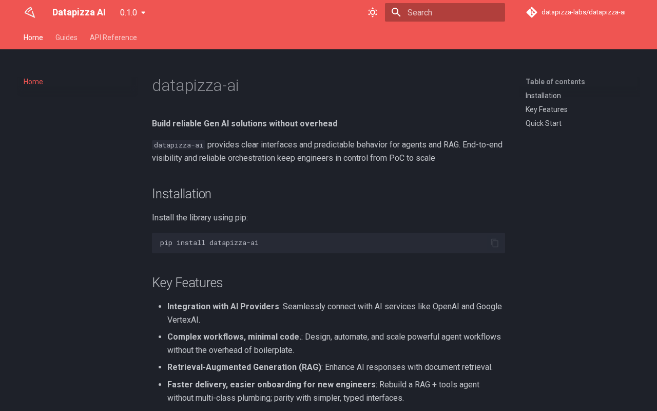 Інтерфейс datapizza-ai